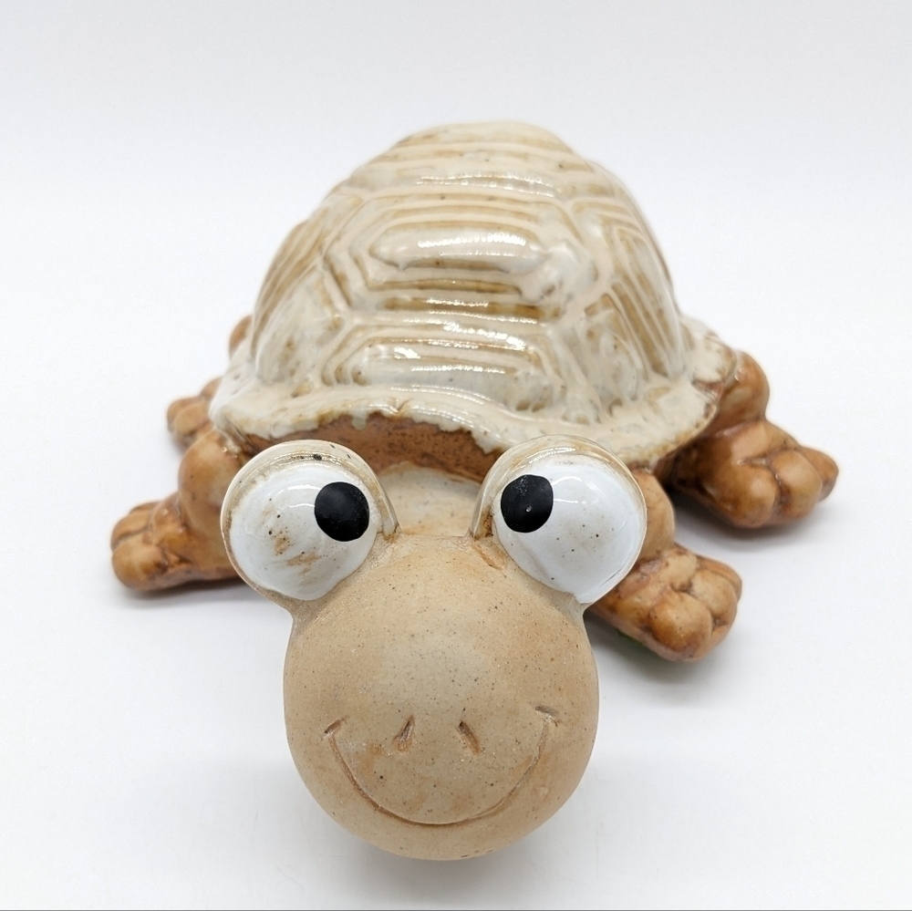 Handcrafted brown ceramic turtle